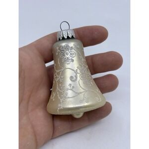 Krebs Christmas Hanging Ornament Bell White Glitter